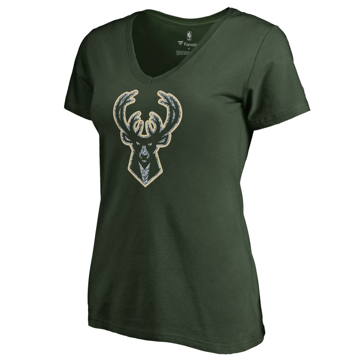 NBA - Milwaukee Bucks Women's Static Logo V-Neck T-Shirt - Green