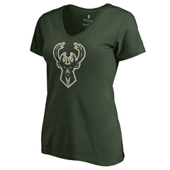 NBA - Milwaukee Bucks Women's Static Logo V-Neck T-Shirt - Green