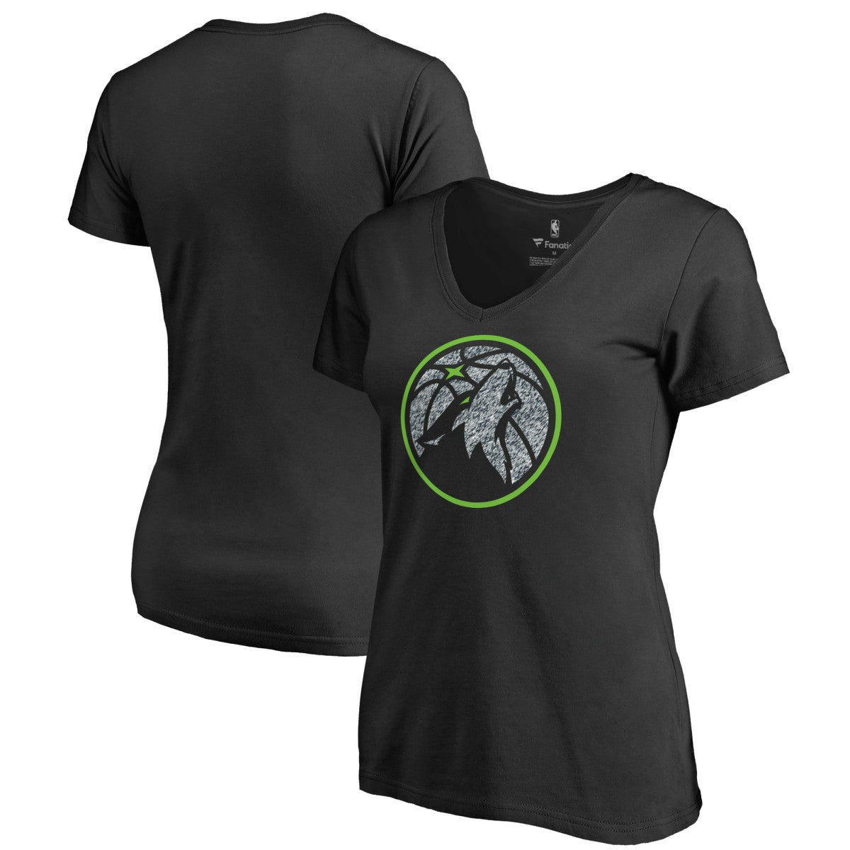 NBA - Minnesota Timberwolves Women's Static Logo V-Neck T-Shirt - Black