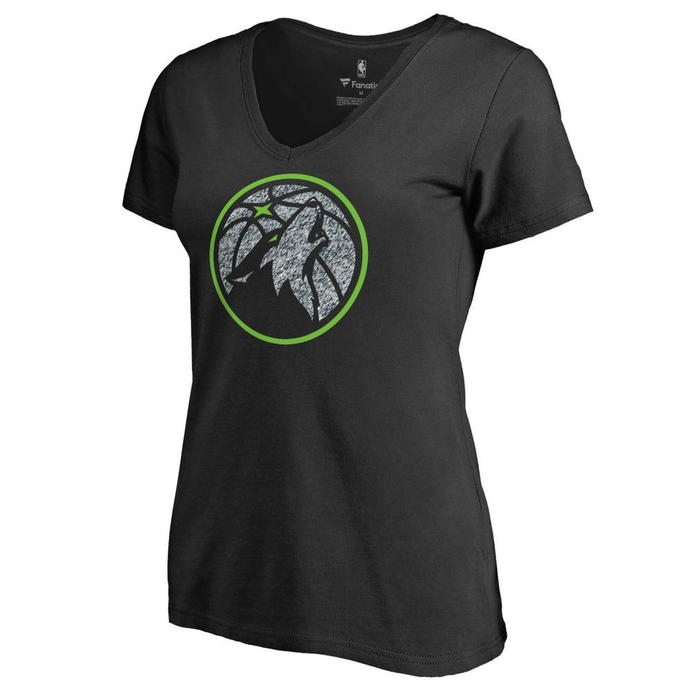 NBA - Minnesota Timberwolves Women's Static Logo V-Neck T-Shirt - Black