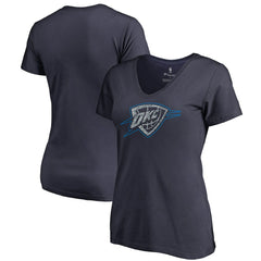 NBA - Oklahoma City Thunder Women's Static Logo V-Neck T-Shirt - Navy
