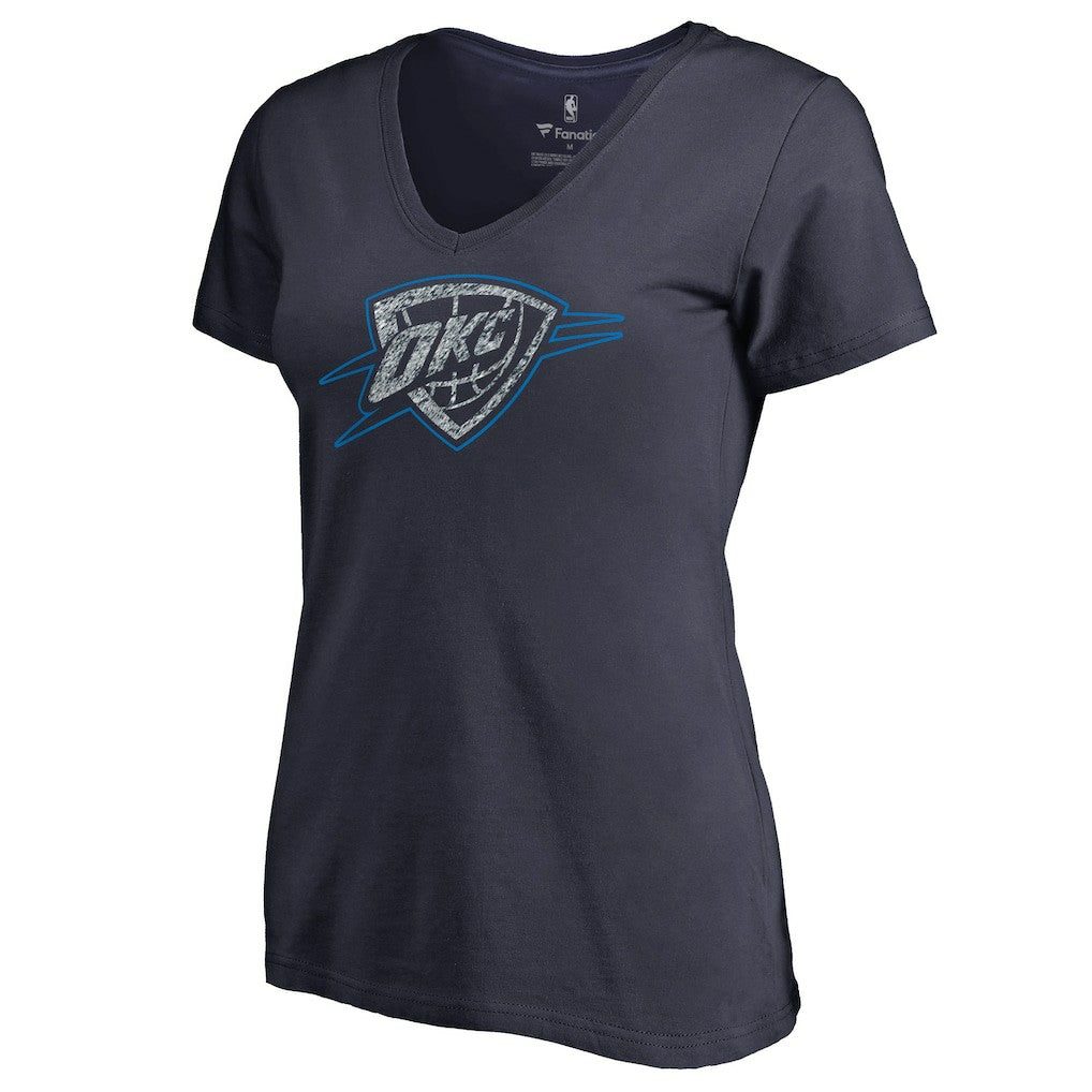 NBA - Oklahoma City Thunder Women's Static Logo V-Neck T-Shirt - Navy
