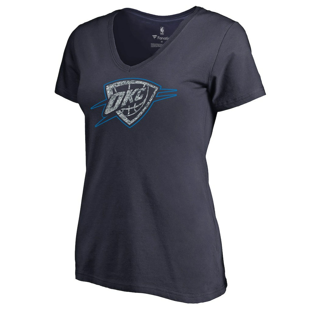 NBA - Oklahoma City Thunder Women's Static Logo V-Neck T-Shirt - Navy