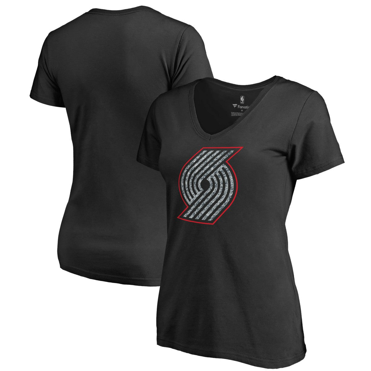NBA - Portland Trail Blazers Women's Static Logo V-Neck T-Shirt - Black
