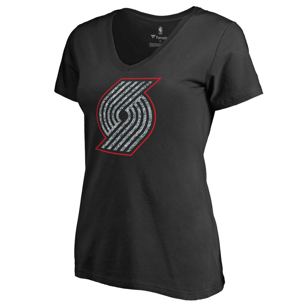 NBA - Portland Trail Blazers Women's Static Logo V-Neck T-Shirt - Black