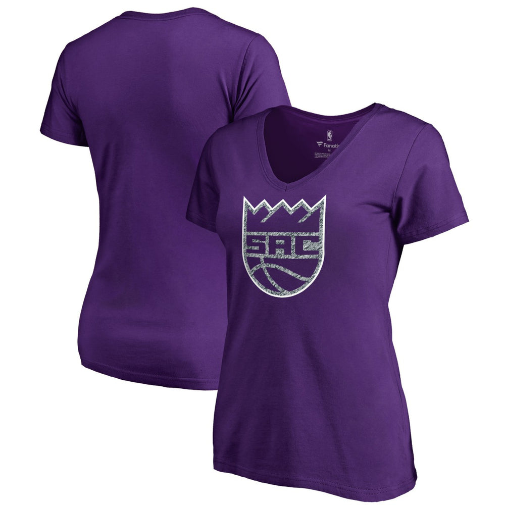 NBA - Sacramento Kings Women's Static Logo V-Neck T-Shirt - Purple
