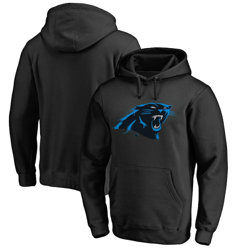 Carolina Panthers Splatter Logo Pullover Hoodie Black - NFL