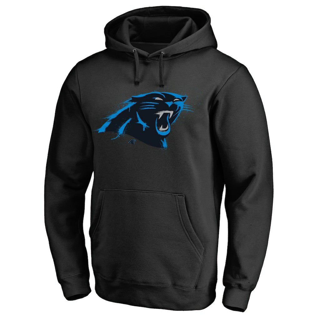 Carolina Panthers Splatter Logo Pullover Hoodie Black - NFL