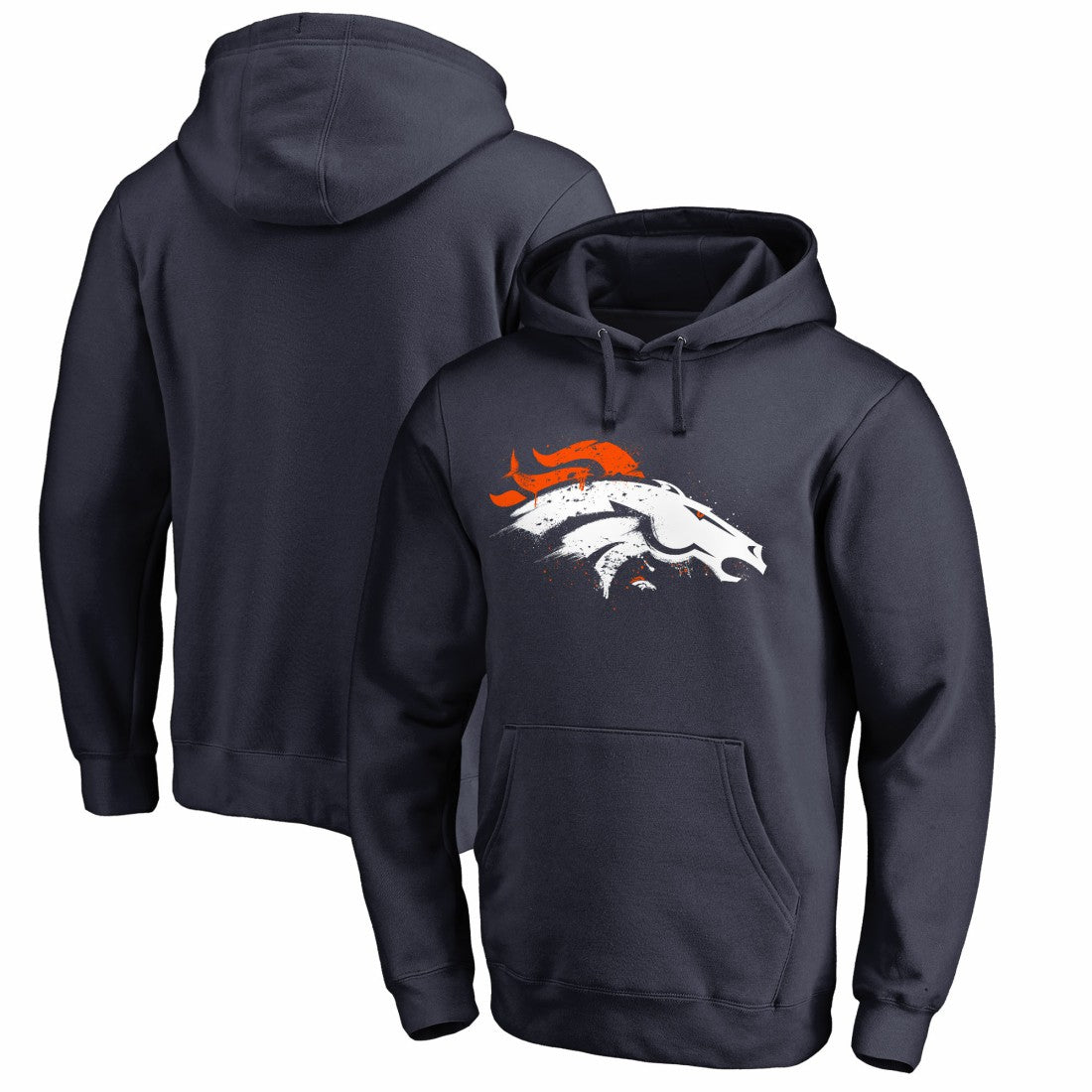 Denver Broncos Splatter Logo Pullover Hoodie Navy - NFL