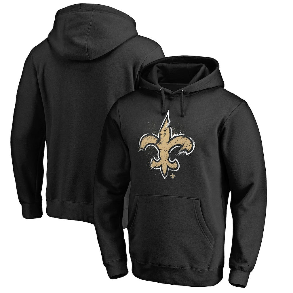 New Orleans Saints Splatter Logo Pullover Hoodie Black - NFL