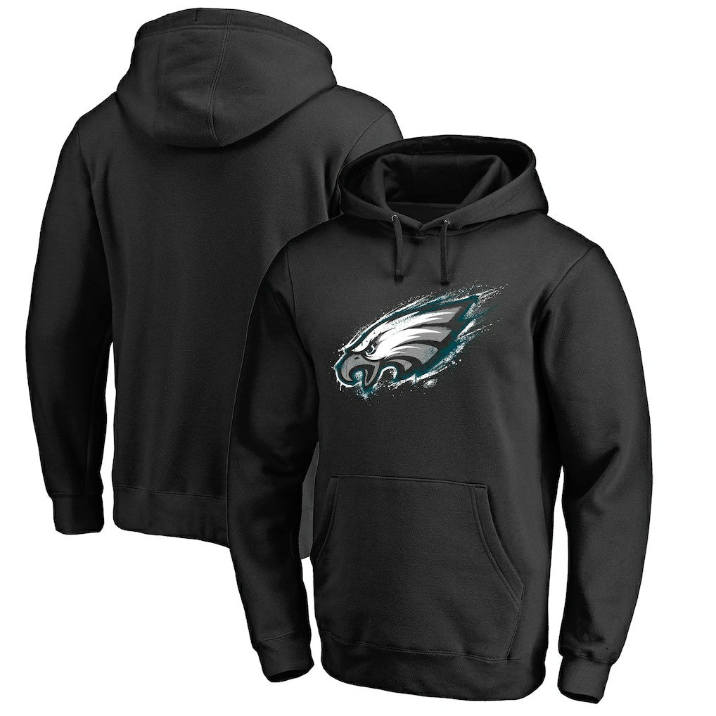 Philadelphia Eagles Splatter Logo Pullover Hoodie Black - NFL