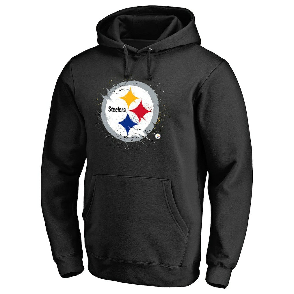 Pittsburgh Steelers Splatter Logo Pullover Hoodie Black - NFL