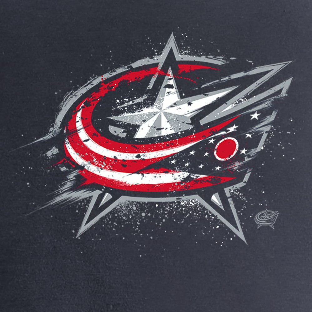 Columbus Blue Jackets - Women's Splatter Logo V-Neck T-Shirt Navy