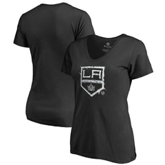 Los Angeles Kings - Women's Splatter Logo V-Neck T-Shirt Black