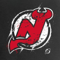 New Jersey Devils - Women's Splatter Logo V-Neck T-Shirt Black