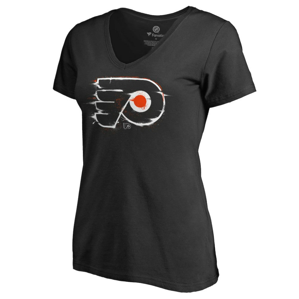 Philadelphia Flyers - Women's Splatter Logo V-Neck T-Shirt Black