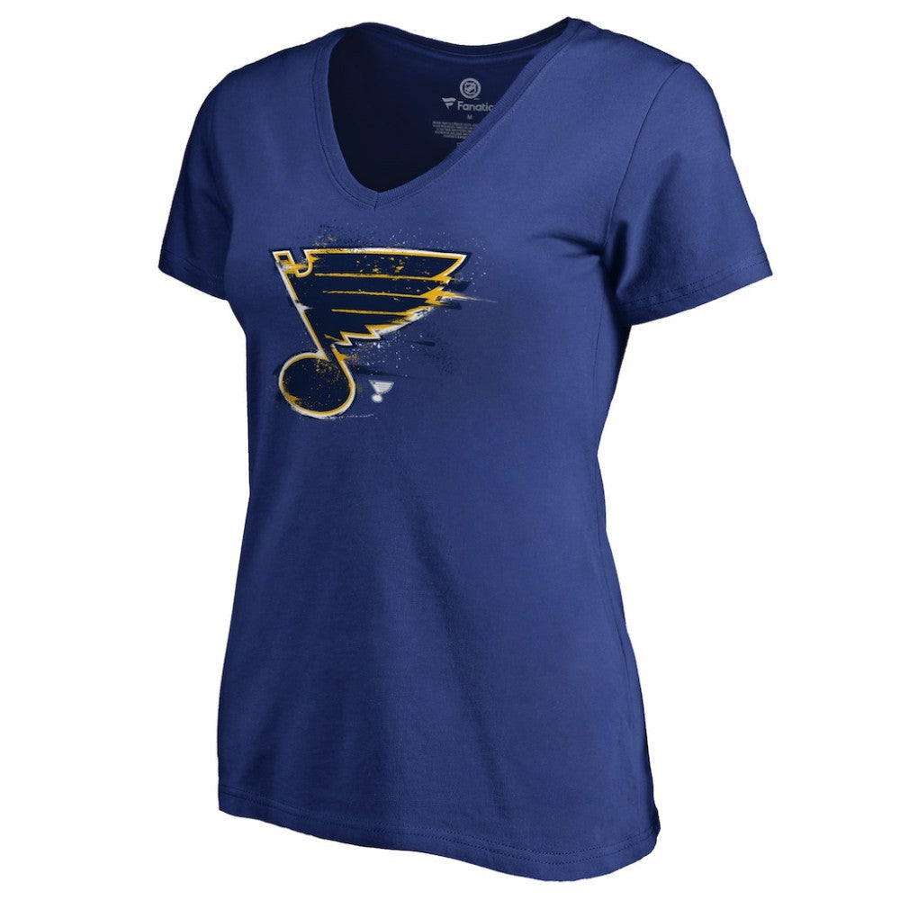 St. Louis Blues - Women's Splatter Logo V-Neck T-Shirt Royal