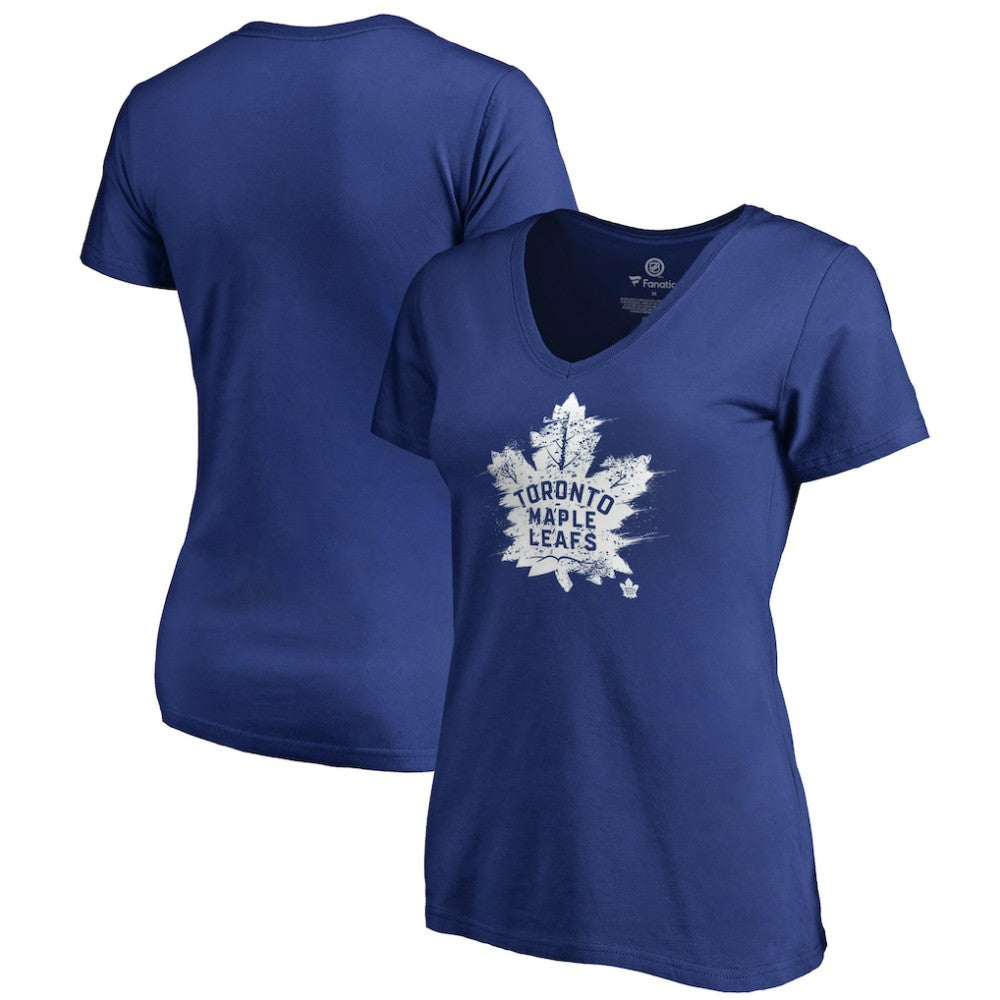 Toronto Maple Leafs - Women's Splatter Logo V-Neck T-Shirt Royal