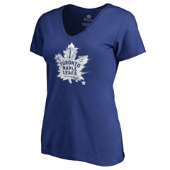Toronto Maple Leafs - Women's Splatter Logo V-Neck T-Shirt Royal
