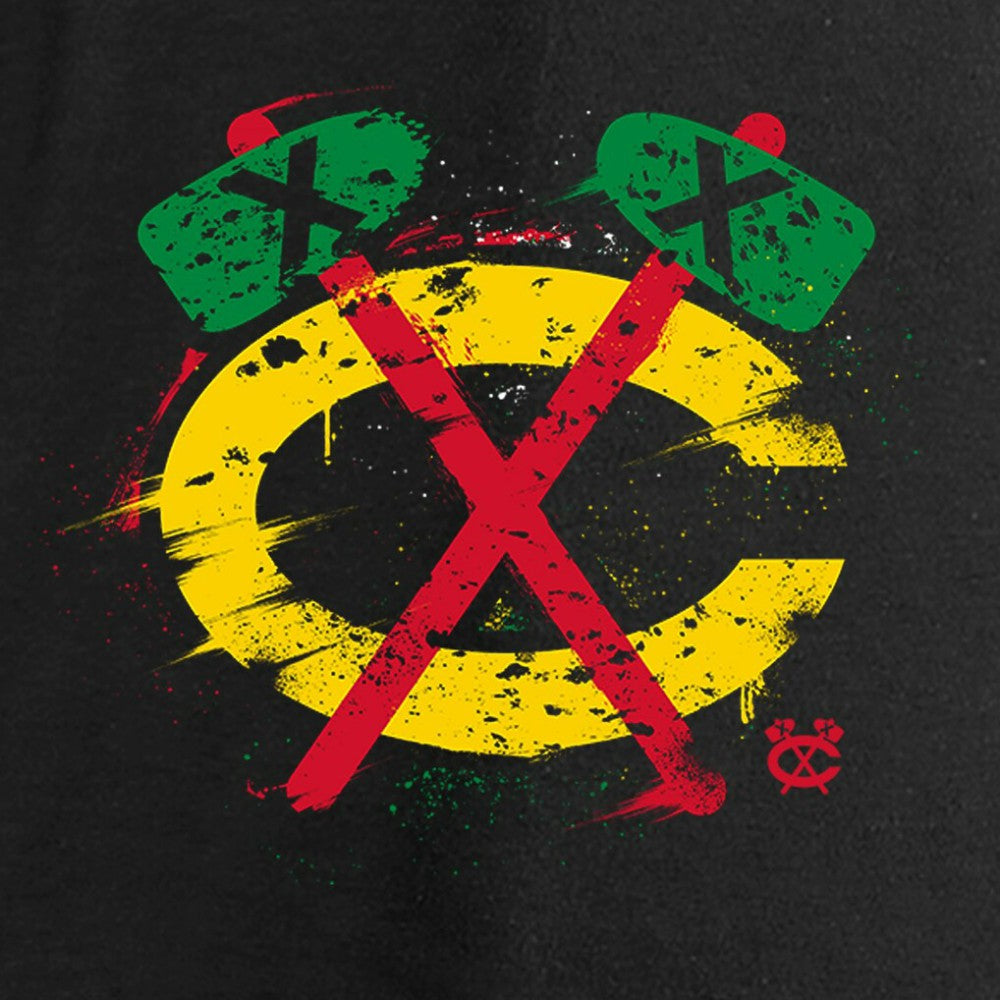 Chicago Blackhawks Women's Splatter Logo V-Neck Long Sleeve T-Shirt Black