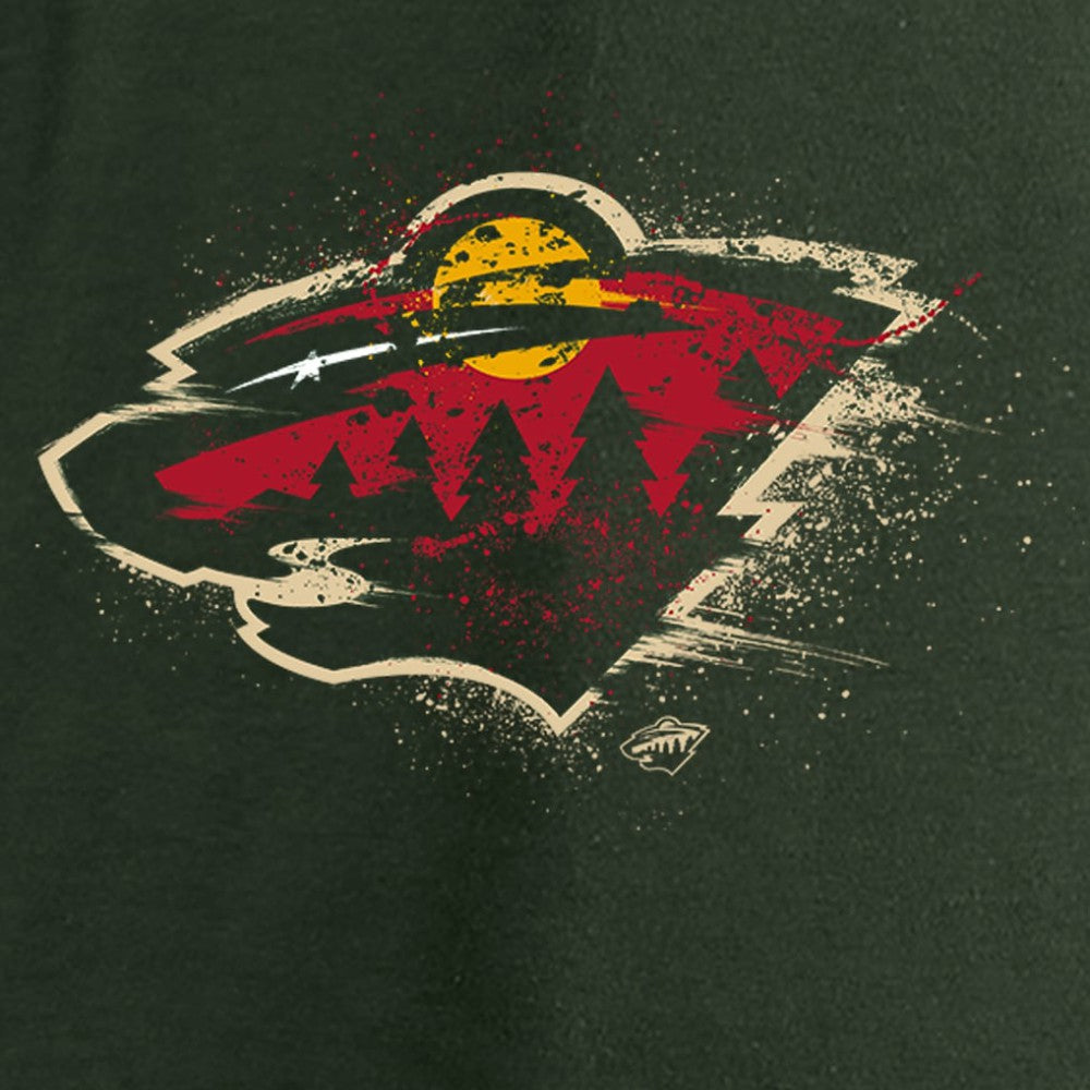 Minnesota Wild - Women's Splatter Logo V-Neck Long Sleeve T-Shirt Green