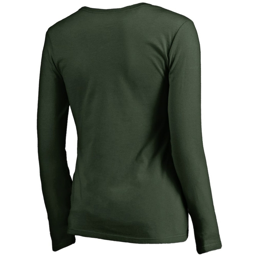 Minnesota Wild - Women's Splatter Logo V-Neck Long Sleeve T-Shirt Green