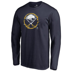 Buffalo Sabres - Splatter Logo Long Sleeve T-Shirt Navy