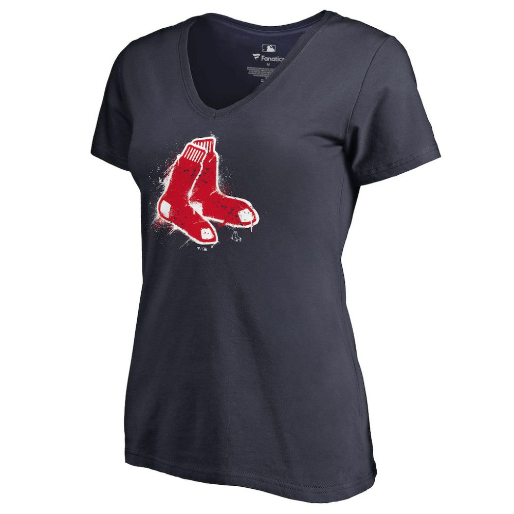 Boston Red Sox Women's Splatter Logo V-Neck T-Shirt Online