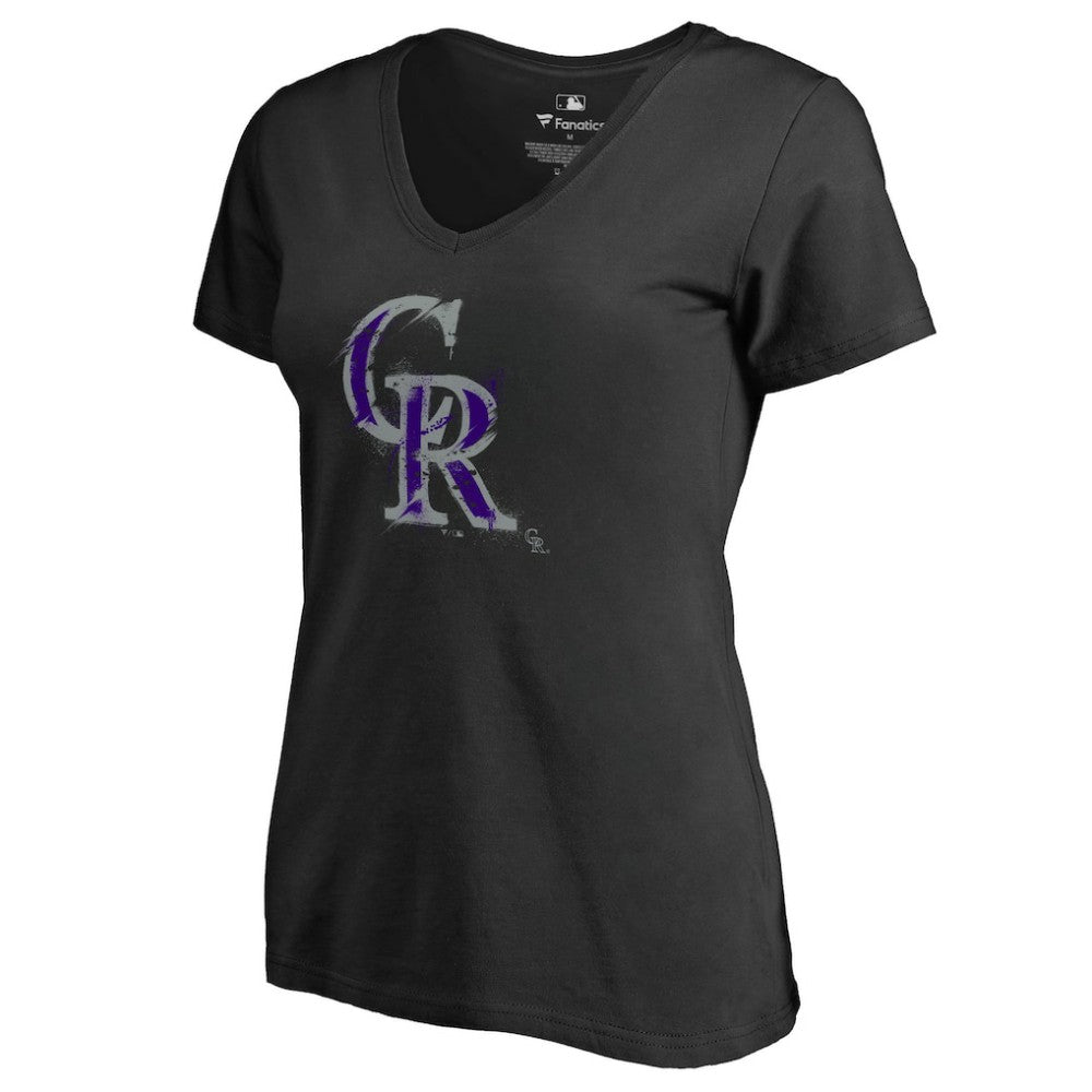 Colorado Rockies Women's Splatter Logo V-Neck T-Shirt Online