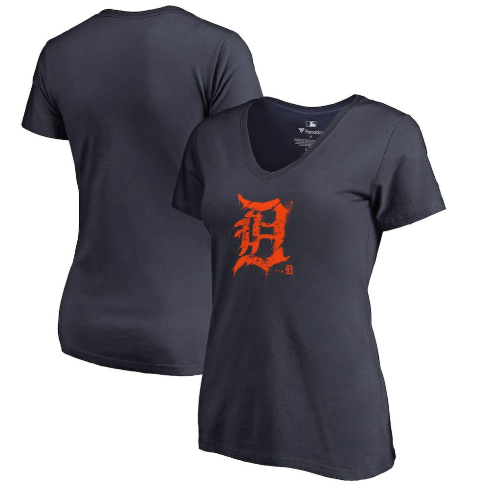 Detroit Tigers Women's Splatter Logo V-Neck T-Shirt Sale