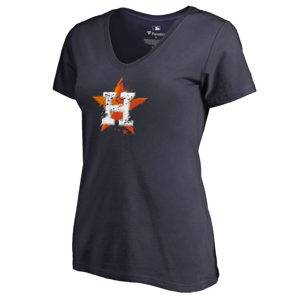 Houston Astros Women's Splatter Logo V-Neck T-Shirt Clearance