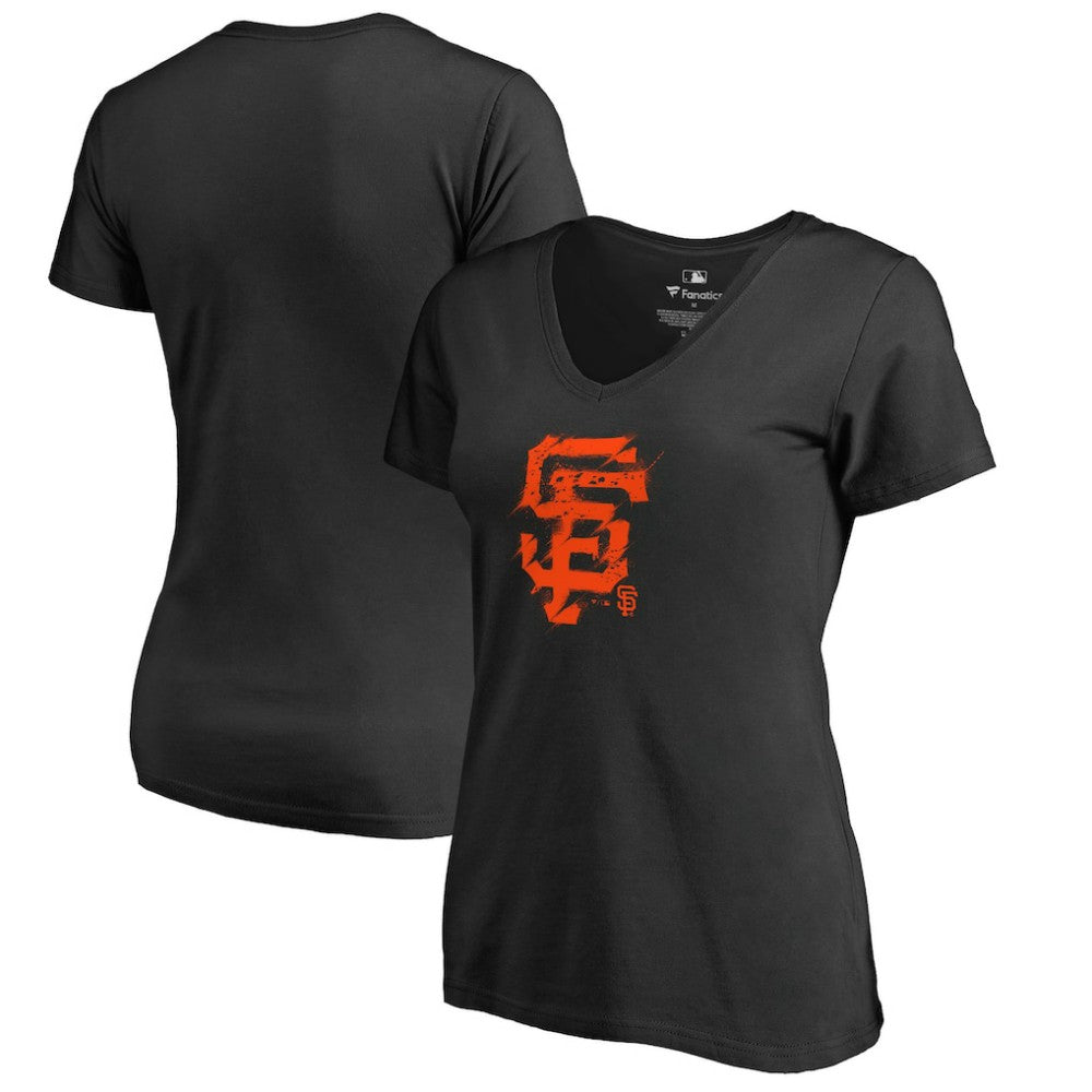 San Francisco Giants Women's Splatter Logo V-Neck T-Shirt for sale