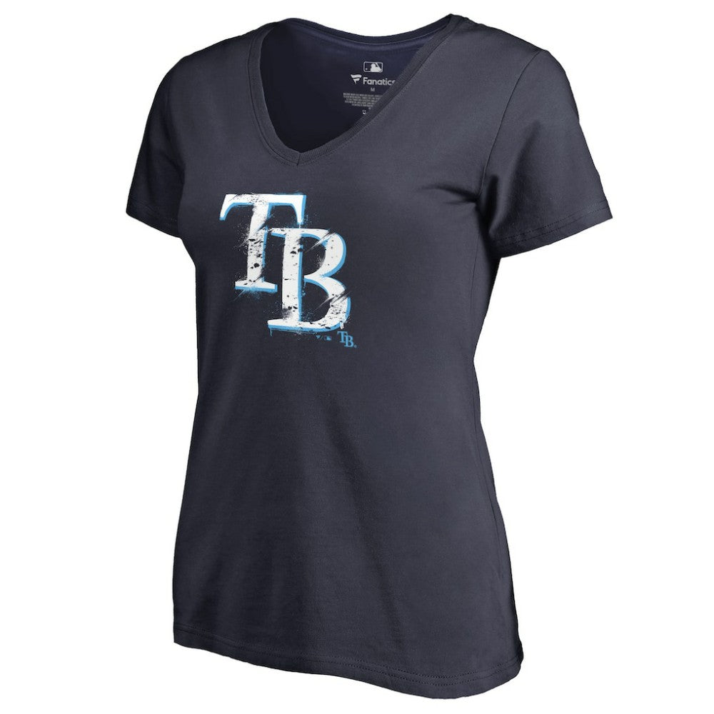 Tampa Bay Rays Women's Splatter Logo V-Neck T-Shirt Lifestyle