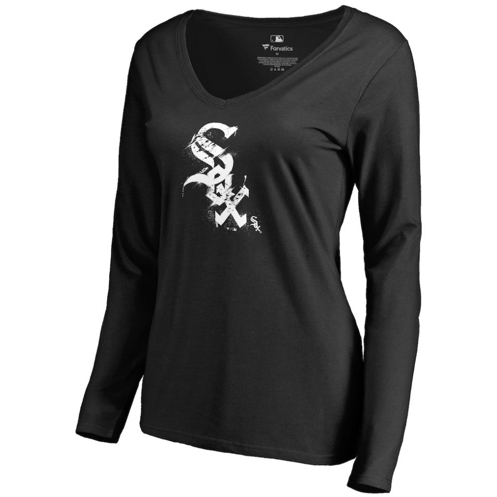 Chicago White Sox Women's Splatter Logo Long Sleeve V-Neck T-Shirt Lifestyle