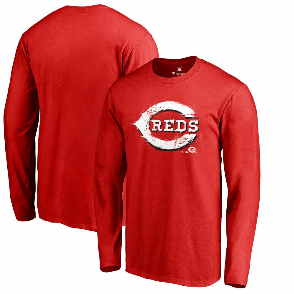 Cincinnati Reds Splatter Logo Long Sleeve T-Shirt Clearance