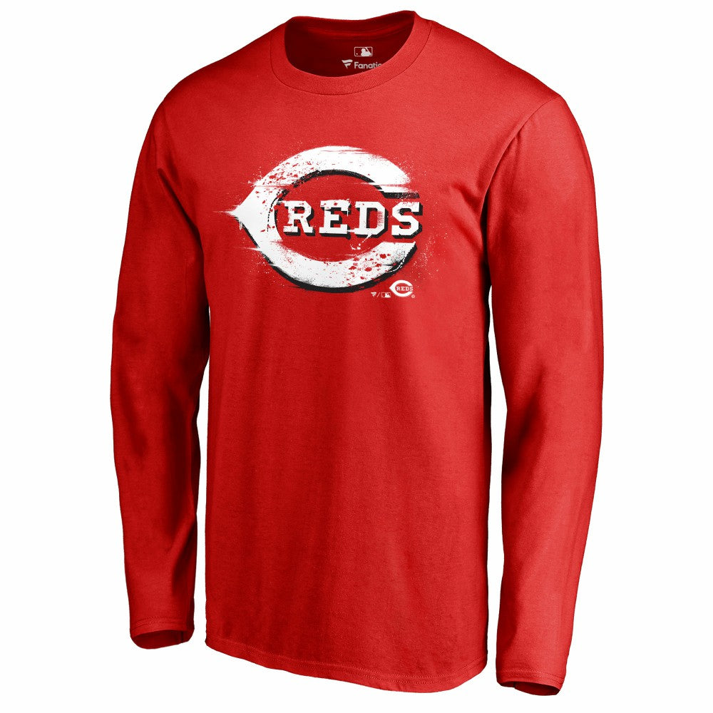 Cincinnati Reds Splatter Logo Long Sleeve T-Shirt Clearance