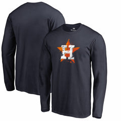 Houston Astros Splatter Logo Long Sleeve T-Shirt Lifestyle