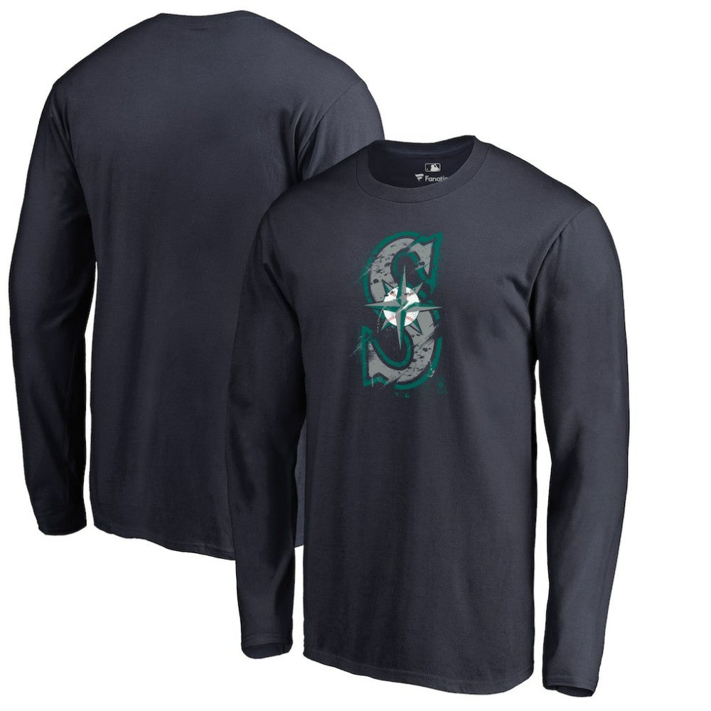 Seattle Mariners Splatter Logo Long Sleeve T-Shirt Sale
