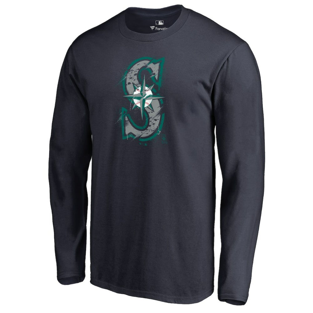 Seattle Mariners Splatter Logo Long Sleeve T-Shirt Sale