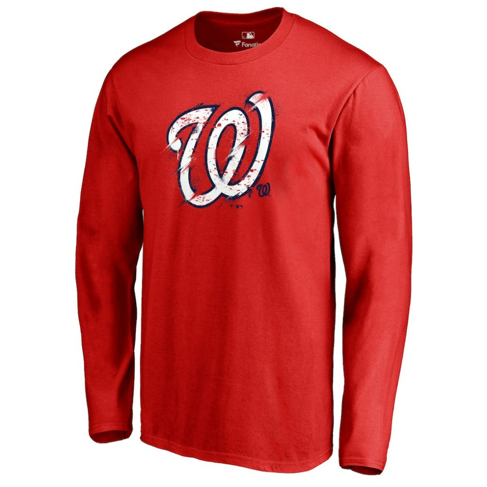 Washington Nationals Splatter Logo Long Sleeve T-Shirt Sale