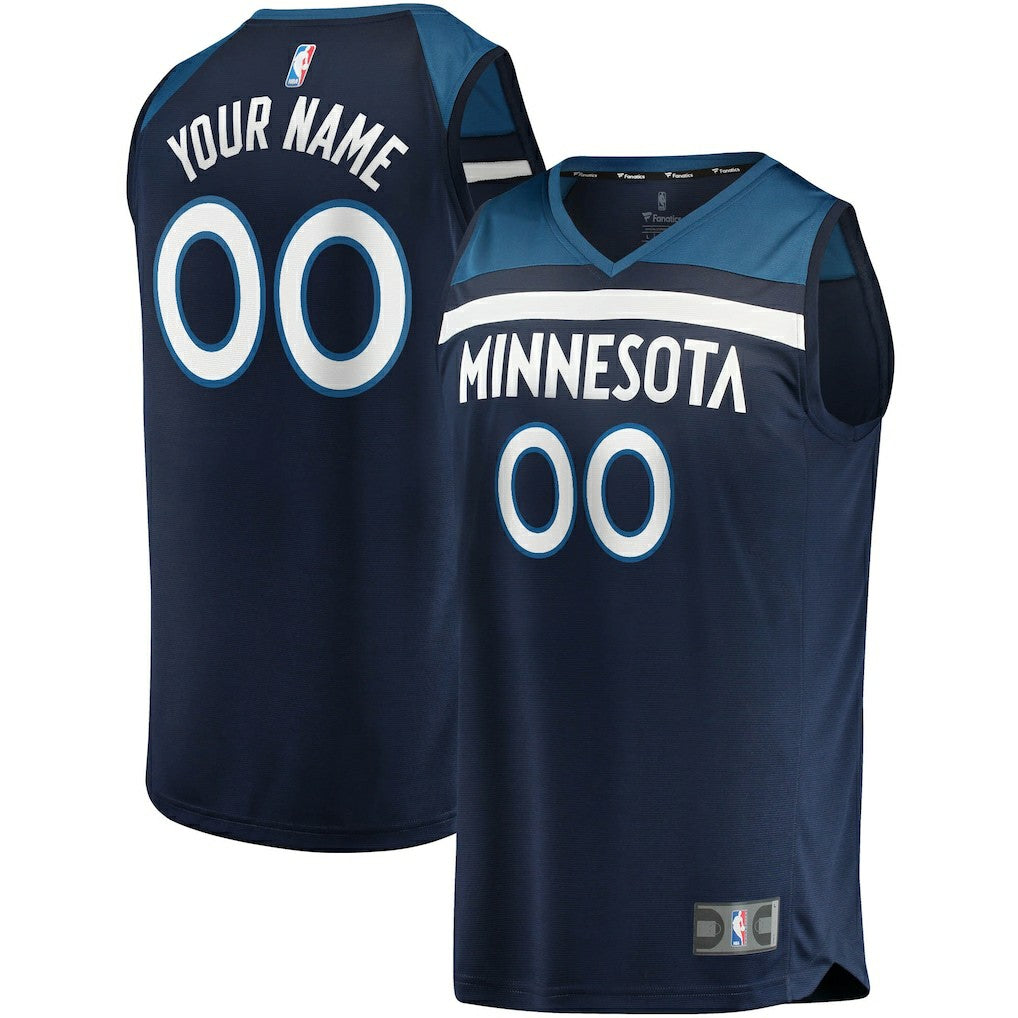 Fanatics - Minnesota Timberwolves Fast Break Custom Replica Jersey Navy - Icon Edition