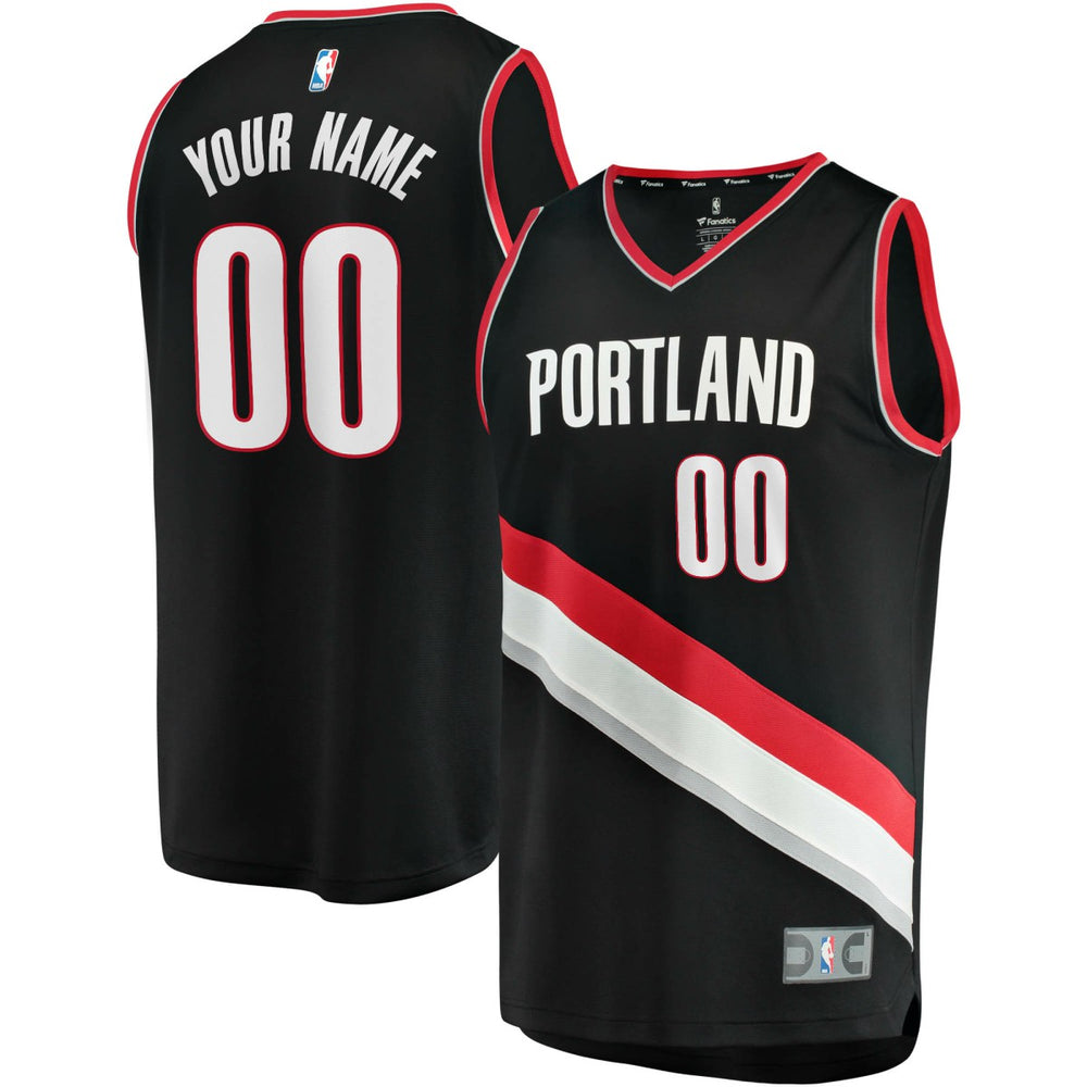 Fanatics - Portland Trail Blazers Fast Break Custom Replica Jersey Black - Icon Edition