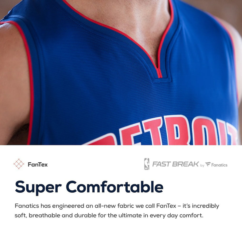 Fanatics - Detroit Pistons Fast Break Custom Replica Jersey White - Association Edition