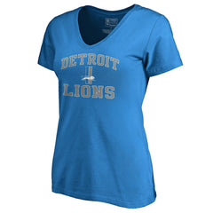 Detroit Lions Women's Vintage Collection Victory Arch V-Neck T-Shirt Blue - NFL
