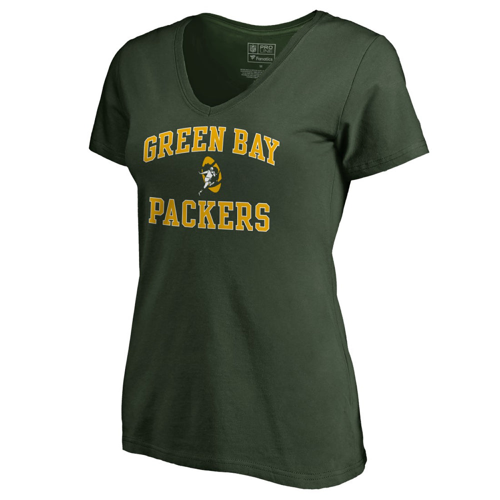 Green Bay Packers Women's Vintage Collection Victory Arch V-Neck T-Shirt Green - NFL