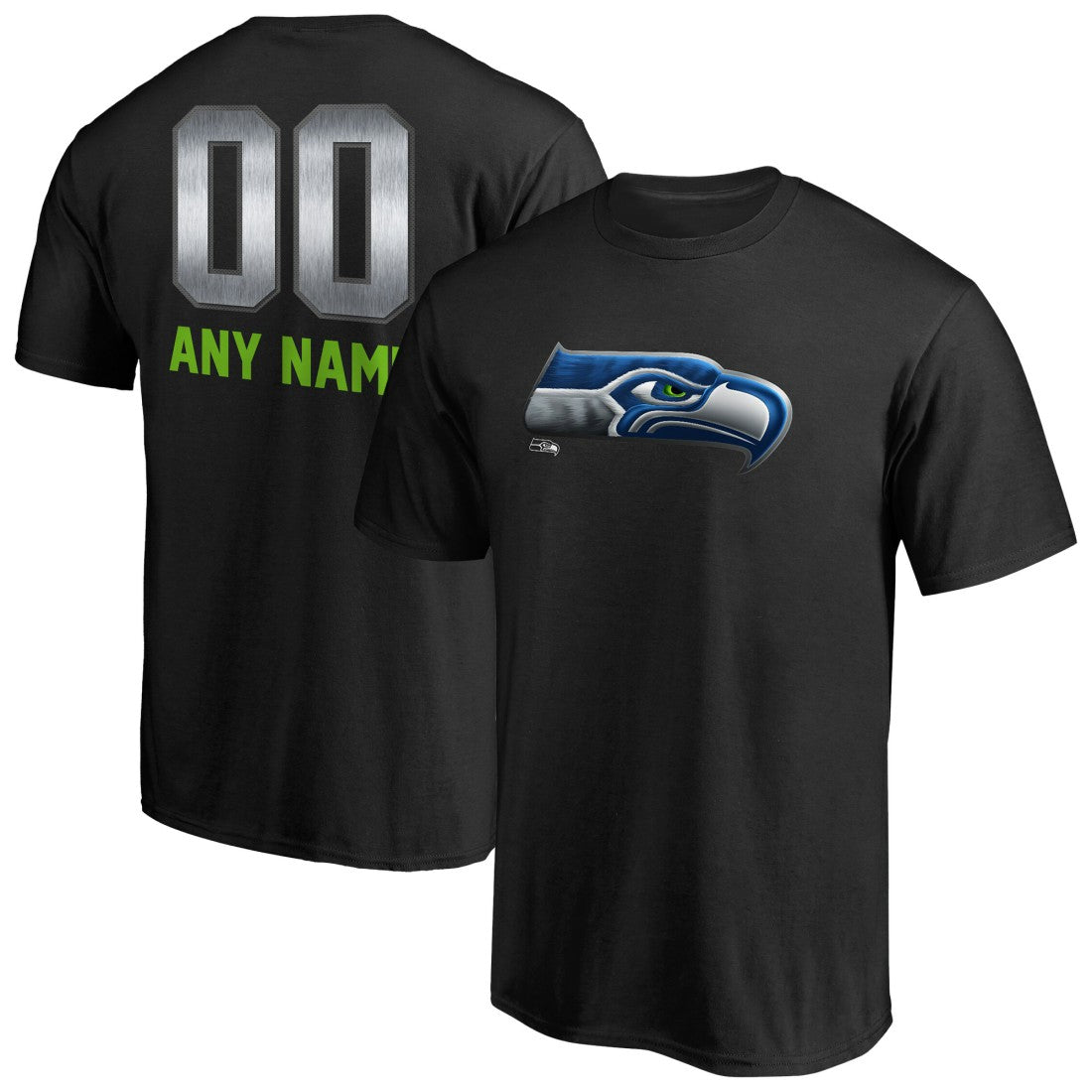 Seattle Seahawks Personalized Midnight Mascot T-Shirt Black - NFL