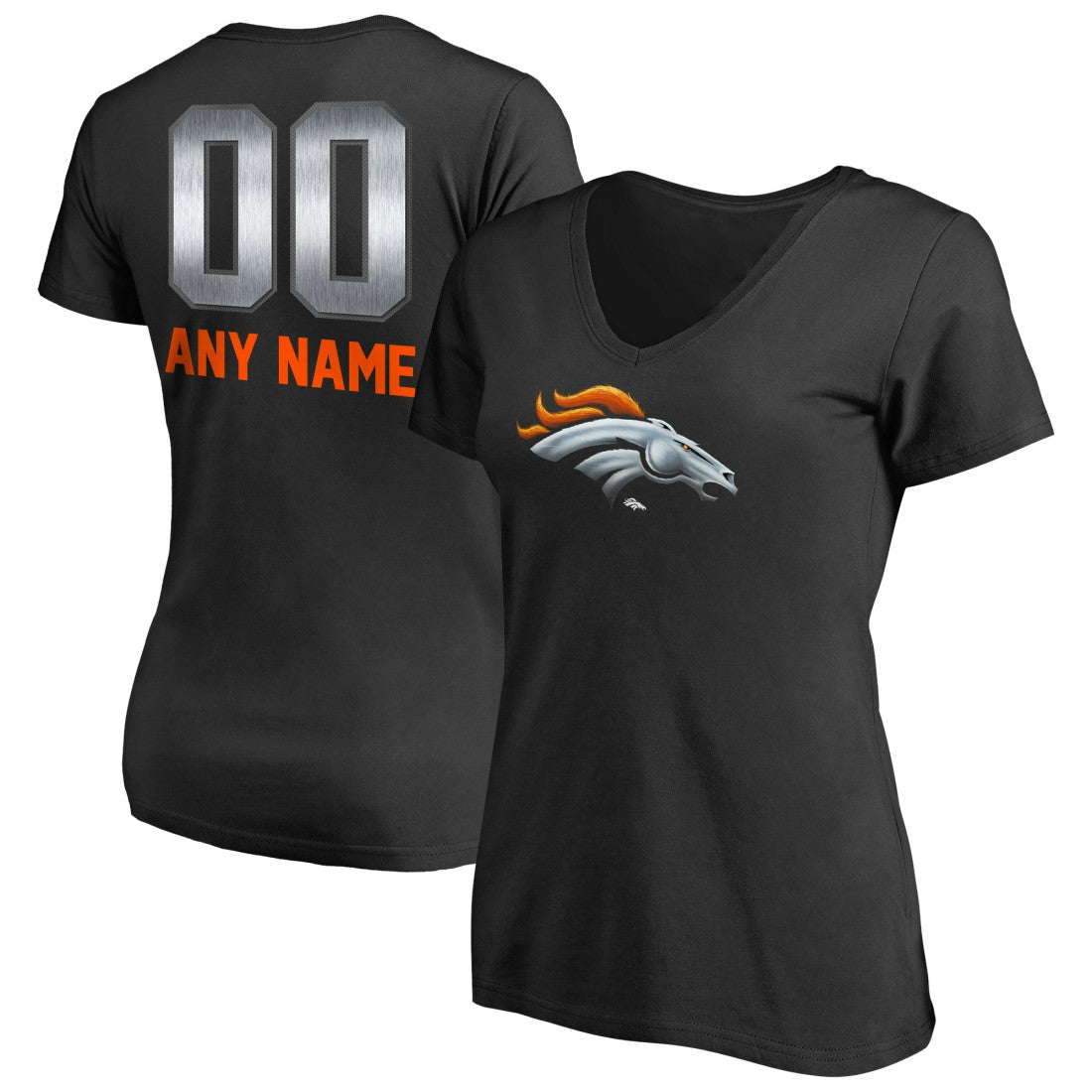 Denver Broncos Women's Personalized Midnight Mascot T-Shirt Black - NFL