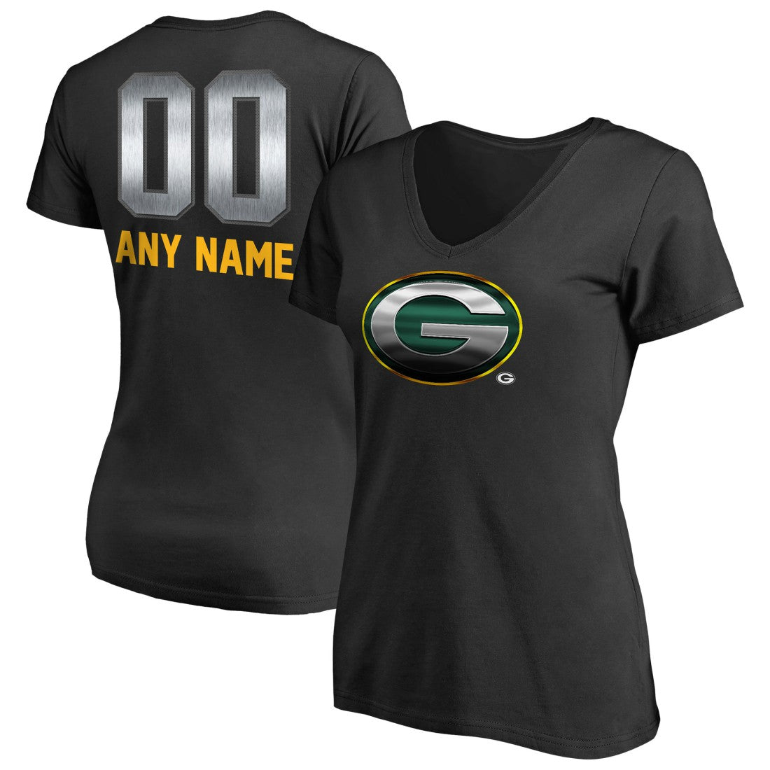 Green Bay Packers Women's Personalized Midnight Mascot T-Shirt Black - NFL
