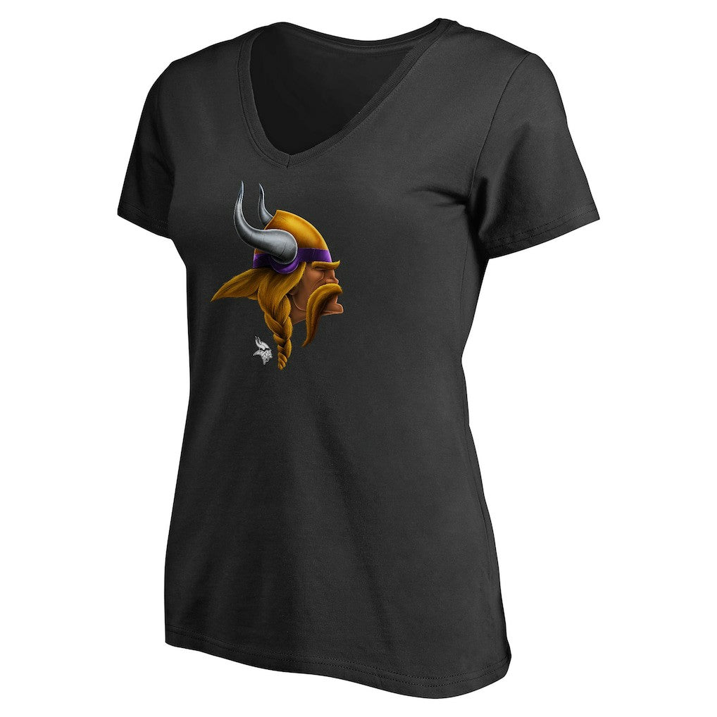 Minnesota Vikings Women's Personalized Midnight Mascot T-Shirt Black - NFL
