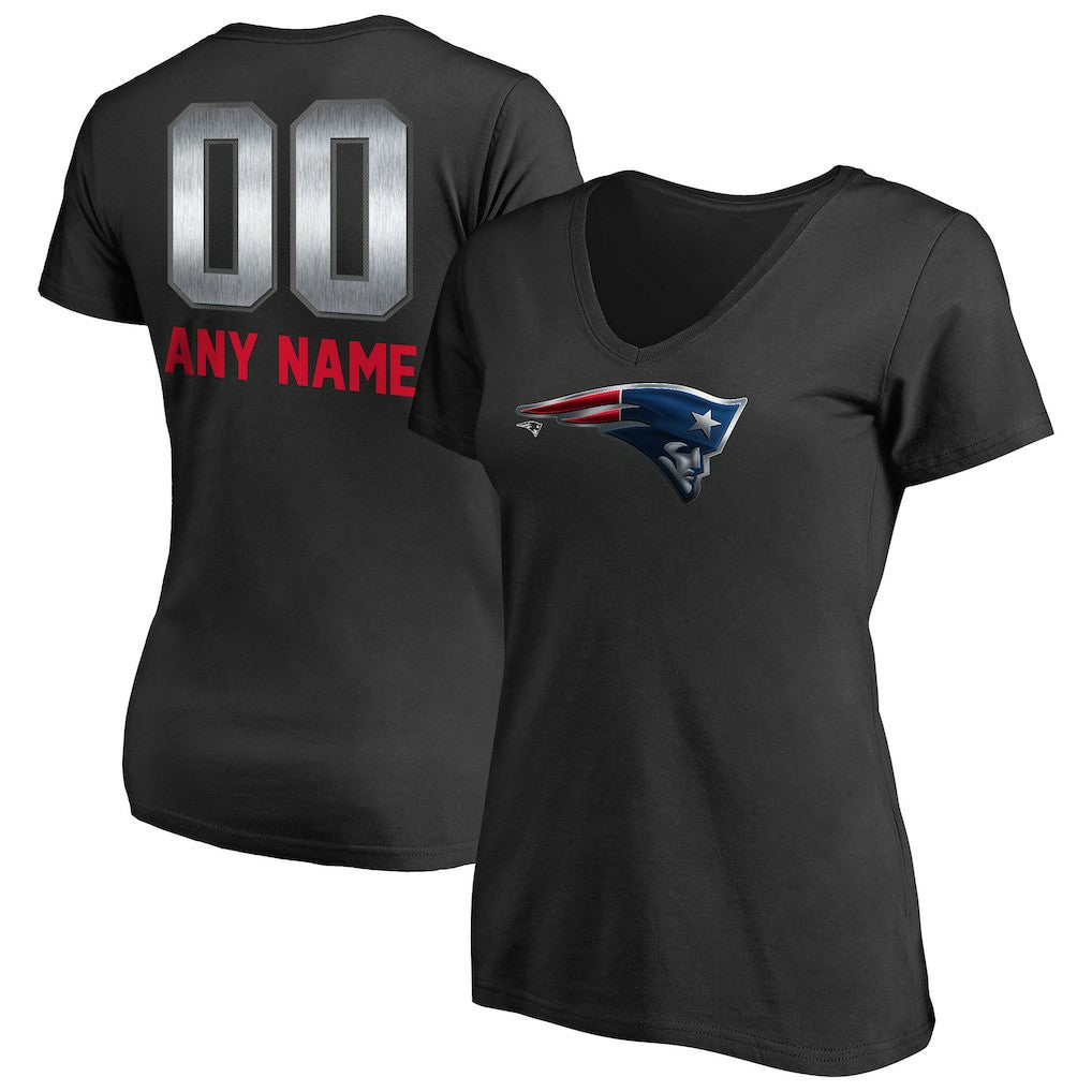 New England Patriots Women's Personalized Midnight Mascot T-Shirt Black - NFL